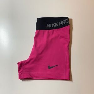 Pink Nike Pro Dri-Fit Spandex Shorts